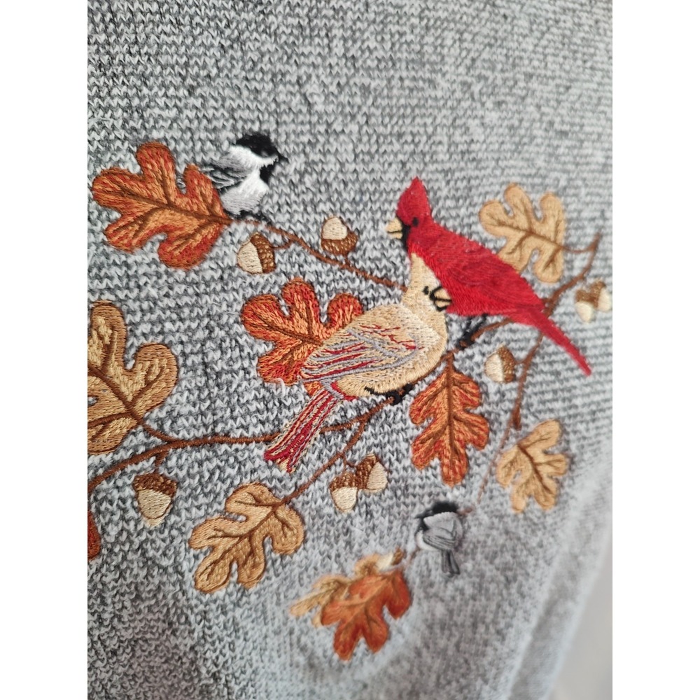 90's Vintage BonWorth Sweatshirt Fall Autumn Cardinals & Leaves Modest Retro L - Picture 2 of 6